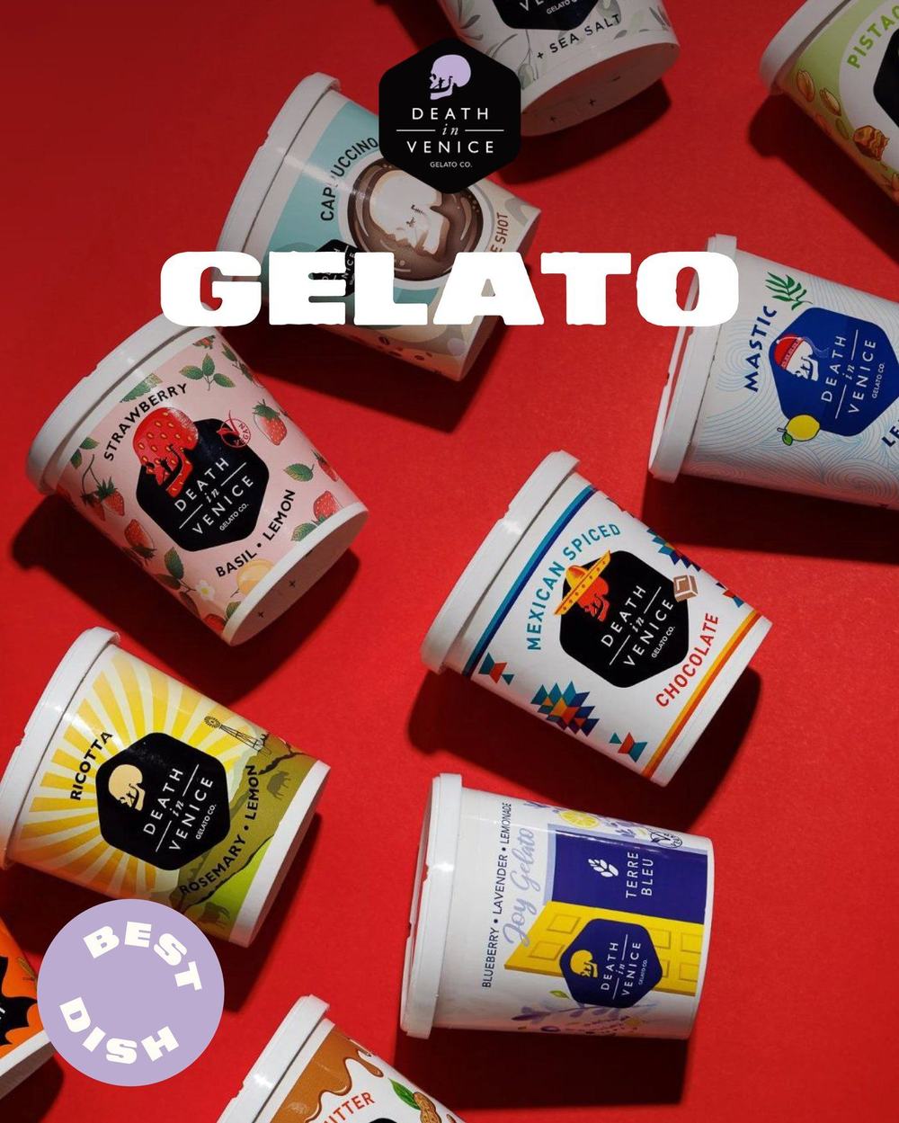 Death in Venice gelato pints in the BestDish system