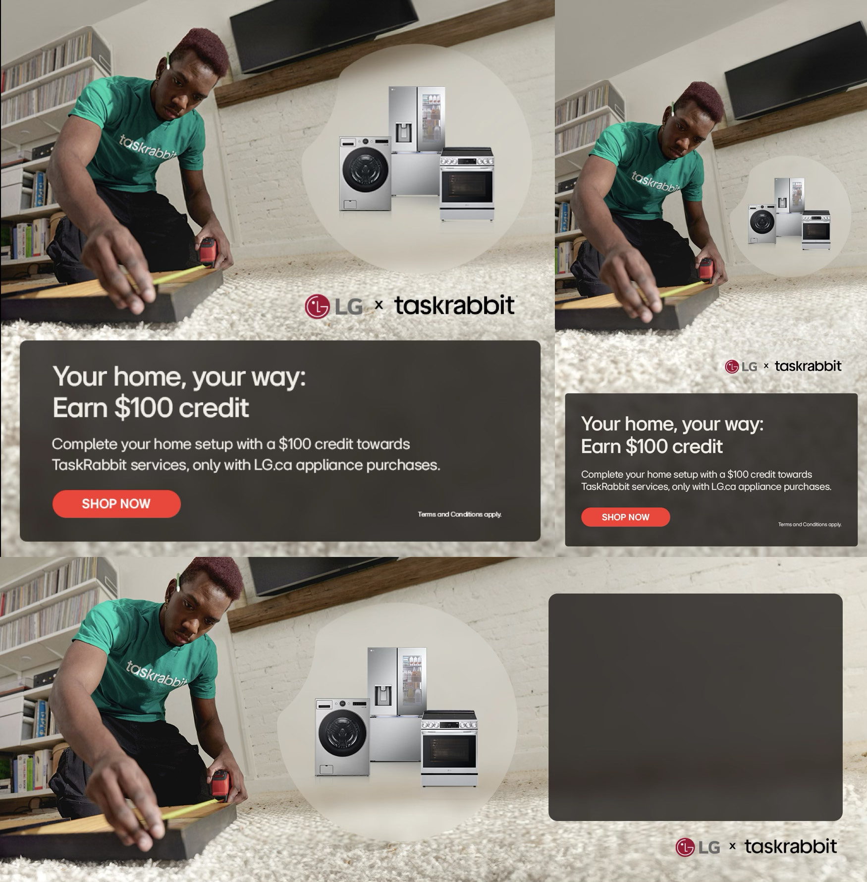 LG and TaskRabbit home upgrade campaign creative