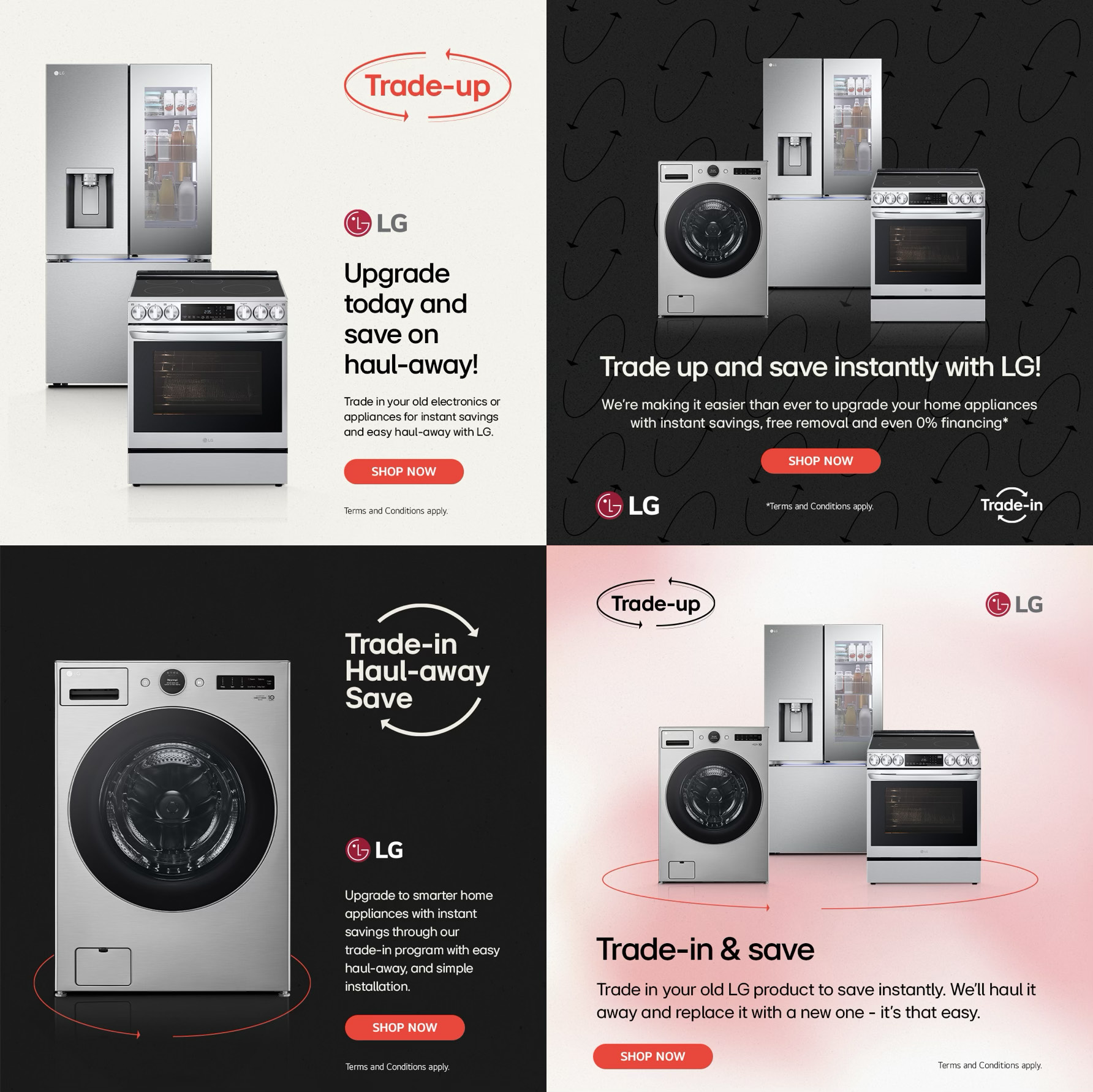 LG Trade Up appliance campaign creative across digital formats