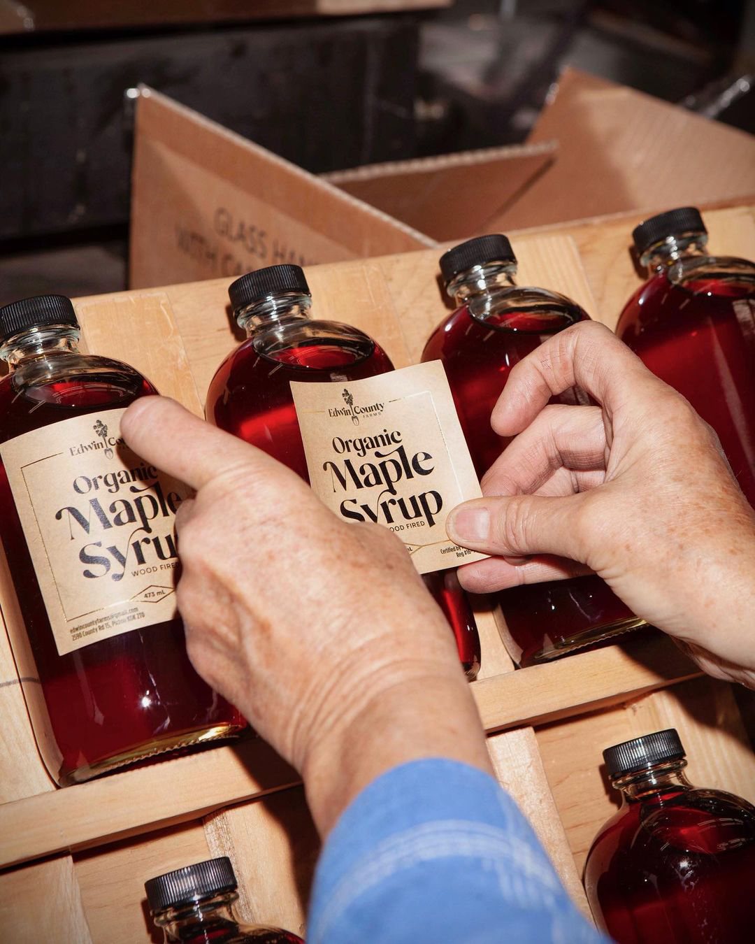 Edwin County Farms — maple syrup label