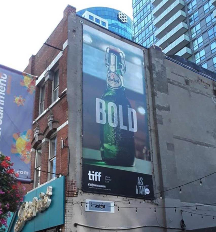 Grolsch BOLD billboard on brick