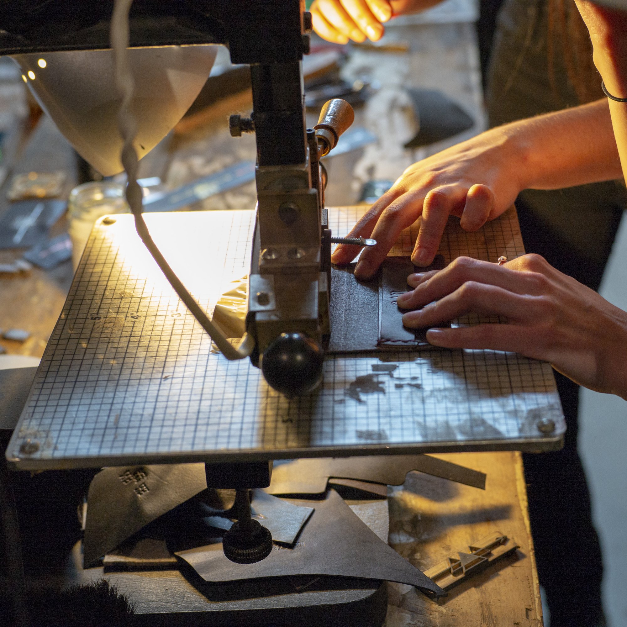 A close-up of live merchandise production for Pilsner Urquell