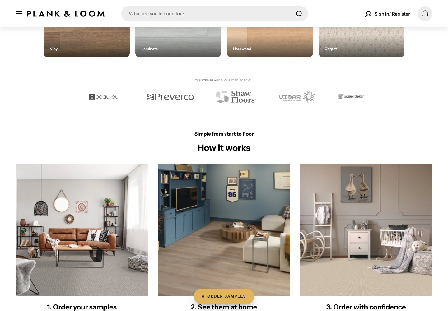 The Plank and Loom sample ordering journey