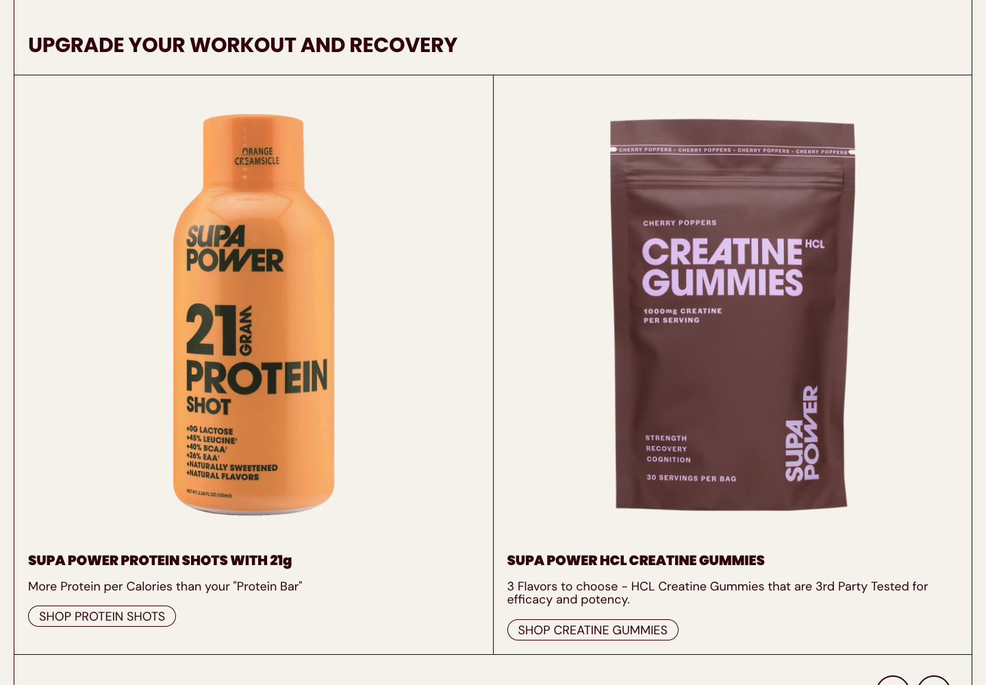 SUPA POWER protein shot and creatine gummy range